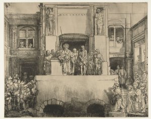 Kristus představený lidem: podlouhlý talíř od Rembrandt van Rijn