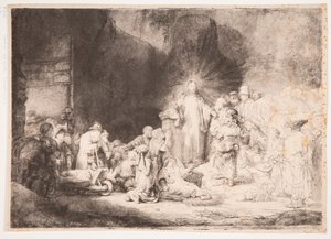 Kristus obklopený nemocnými, přijímající malé děti (tzv. „Stogilderový obraz“) od Rembrandt van Rijn