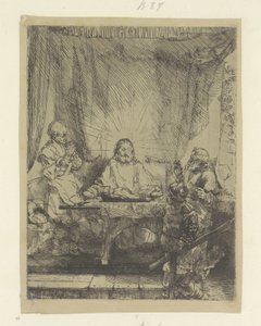 Christus te Emmaus: grote plaat Kolekce osmdesáti pěti původních tisků (název série) od Rembrandt van Rijn