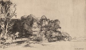 Trs stromů s výhledem, 1652. od Rembrandt van Rijn