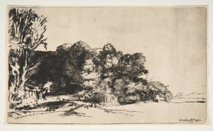 Trs stromů s výhledem, 1652. od Rembrandt van Rijn