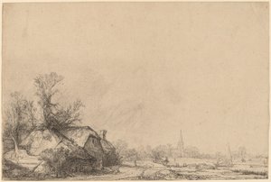 Chata u kanálu od Rembrandt van Rijn