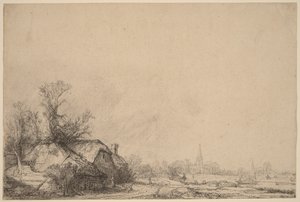 Chata u kanálu od Rembrandt van Rijn