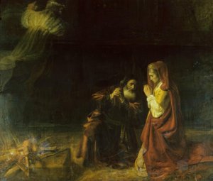 Oběť Manoah od Rembrandt van Rijn