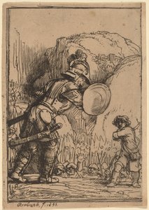 David a Goliáš od Rembrandt van Rijn