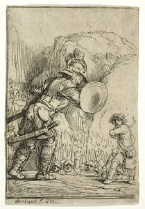 David a Goliáš od Rembrandt van Rijn