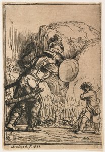 David a Goliáš od Rembrandt van Rijn