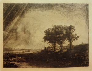 Krajina se třemi stromy od Rembrandt van Rijn