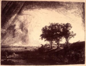 Krajina se třemi stromy od Rembrandt van Rijn
