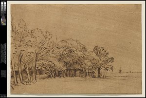 Farma pod stromy, kolem roku 1650 od Rembrandt van Rijn