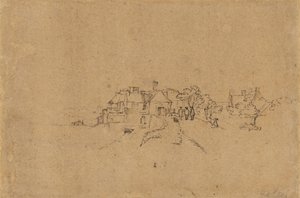 Figurky na Anthoniesdijk vjíždějící do Houtewael [verso] od Rembrandt van Rijn