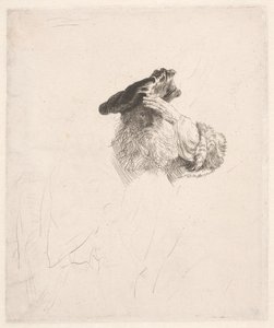 Starý muž si stíní oči rukou od Rembrandt van Rijn