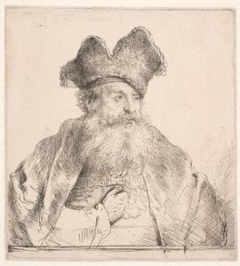 Starý muž s kožešinovou čepicí od Rembrandt van Rijn
