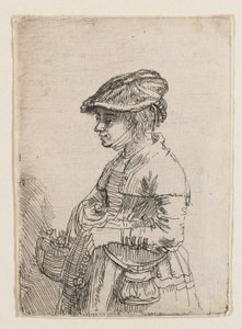 Dívka s košíkem od Rembrandt van Rijn