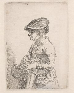 Dívka s košíkem od Rembrandt van Rijn