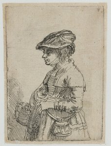 Dívka s košíkem od Rembrandt van Rijn