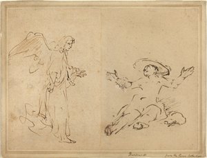Hagar sedící u fontány od Rembrandt van Rijn
