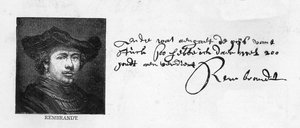 Rukopis a podpis Rembrandt z dopisu Constantine Huygens žádající zaplacení peněžité částky dlužné, c. 1640