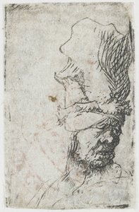 Hlava muže v čepici s vysokým kšiltem od Rembrandt van Rijn