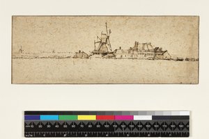 Het Molentje, asi 1654 (pero a tuš s kvašem na papíře) od Rembrandt van Rijn