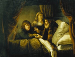 Issac Blessing Jacob, kolem roku 1640 od Rembrandt van Rijn