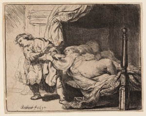 Josef a Potífarova žena od Rembrandt van Rijn