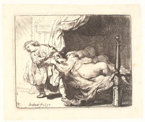Josefa a Potifarova manželka od Rembrandt van Rijn