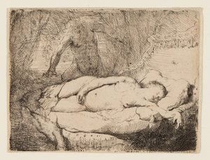 Jupiter a Antiope: Menší talíř od Rembrandt van Rijn