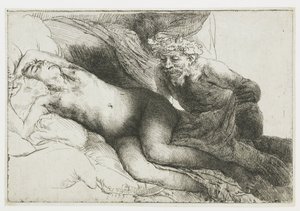 Jupiter a Antiope: větší deska od Rembrandt van Rijn