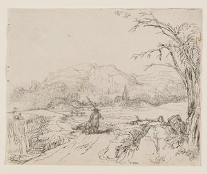 Krajina se sportovcem a psy od Rembrandt van Rijn
