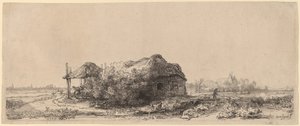 Krajina s chalupou a stodolou na seno: Podlouhlá od Rembrandt van Rijn