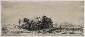 Krajina s chalupou a stodolou na seno: Obdélná, 1641. od Rembrandt van Rijn