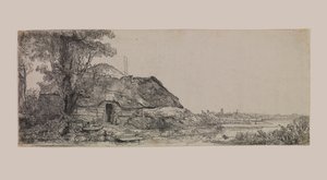 Krajina s chatou a velkým stromem od Rembrandt van Rijn