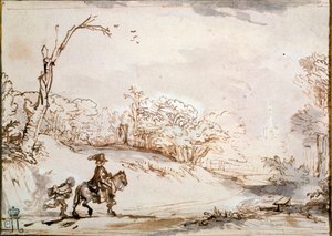 Krajina s jezdcem, 1648-1650. od Rembrandt van Rijn