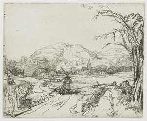 Krajina se sportovcem a psy od Rembrandt van Rijn