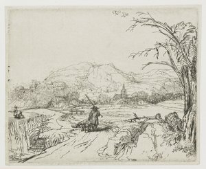 Krajina s pastýřem a psy („Malý lovec“) od Rembrandt van Rijn