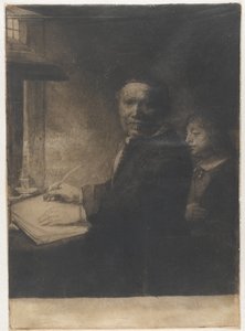 Lieven Willemsz. van Coppenol, mistr písma: menší deska od Rembrandt van Rijn