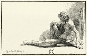Mužský akt, sedící na podlaze od Rembrandt van Rijn