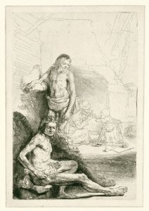 Mužský akt, sedící a stojící od Rembrandt van Rijn
