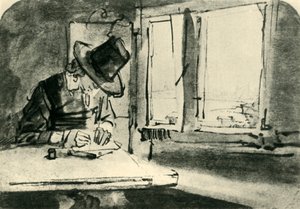 Muž kreslení u okna, polovina 17. století, 1943. od Rembrandt van Rijn
