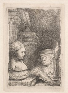 Muž kreslící podle sádrového odlitku od Rembrandt van Rijn