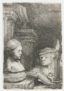 Muž kreslící podle sádrového odlitku od Rembrandt van Rijn