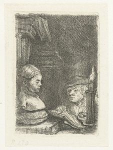 Muž kreslící podle sádrového odlitku od Rembrandt van Rijn