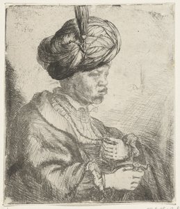 Muž s turbanem, kolem 1660-70 od Rembrandt van Rijn