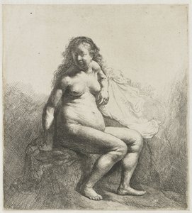 Nahá žena na hromadě Nahá žena na hromadě od Rembrandt van Rijn