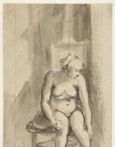 Nahá žena sedící u sporáku Nahá žena, sedící u sporáku od Rembrandt van Rijn