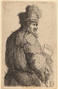 Starý muž při pohledu zezadu, z profilu doprava od Rembrandt van Rijn
