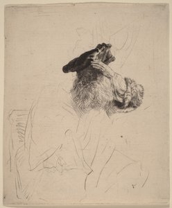 Starý muž, který si rukou zakrývá oči od Rembrandt van Rijn