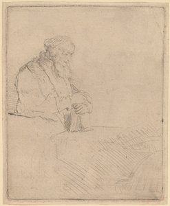 Starý muž v meditaci, opírající se o knihu od Rembrandt van Rijn