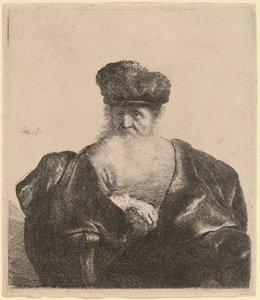Starý muž s vousy, kožešinovou čepicí a sametovým pláštěm od Rembrandt van Rijn